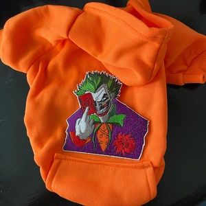 Batman joker horror movie dog hoodie large M orange 80s pop fun comedy
